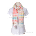 knitted national style aztec scarf with fringe American Spring color